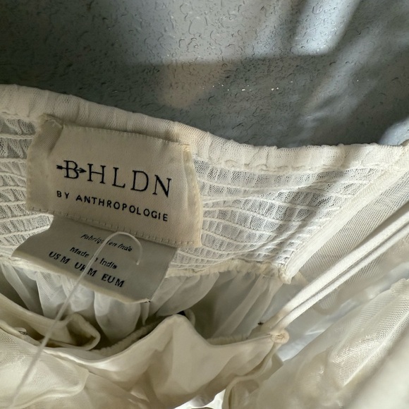 NWT BHLDN Anthropologie Ivory Floral Lace Sheer Maxi Wedding Dress Open Back - Picture 15 of 17